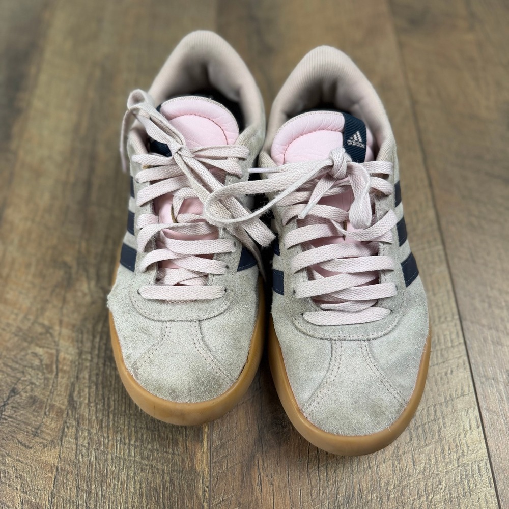 Adidas VL Court 2.0 Sneakers Womens 6.5 Grey Pink Navy